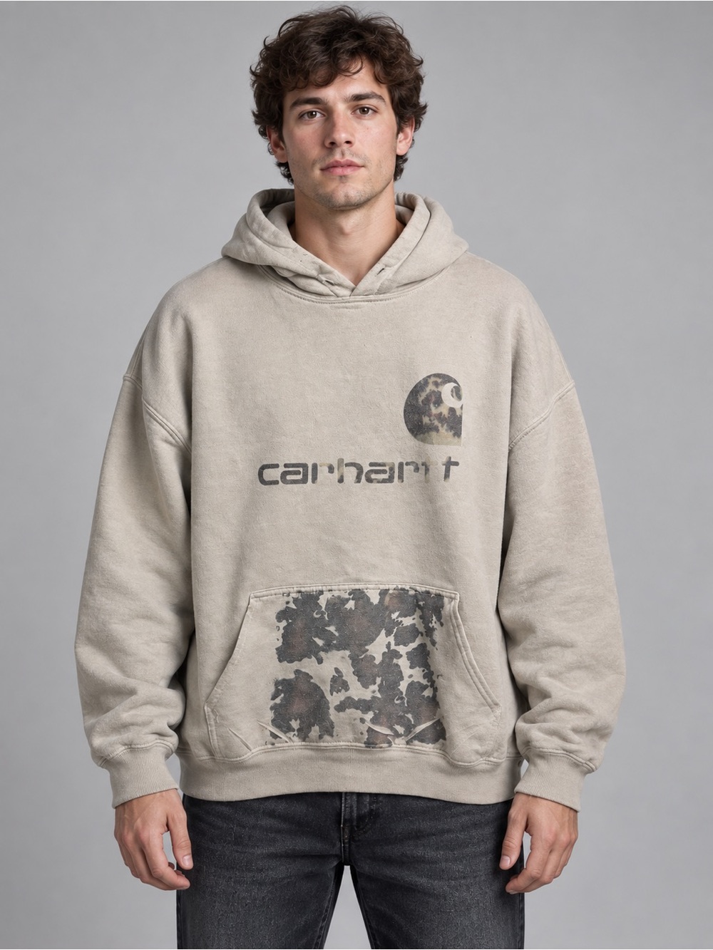 Gildan Beige Pullover Hoodie XL with Carhartt on front - KNOCK OFF